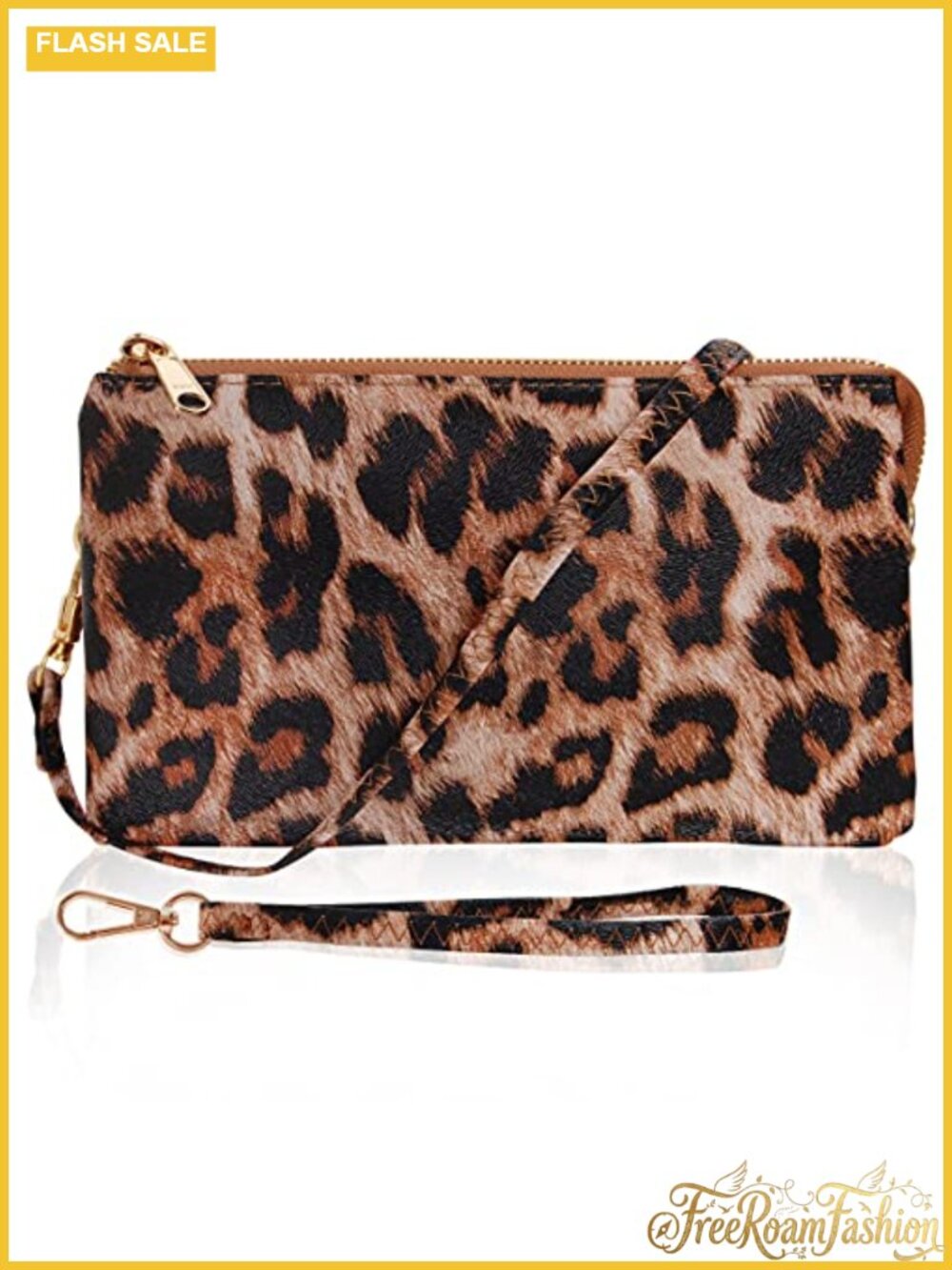 Vegan Leather Crossbody Wristlet Convertible Clutch Double Zipper
